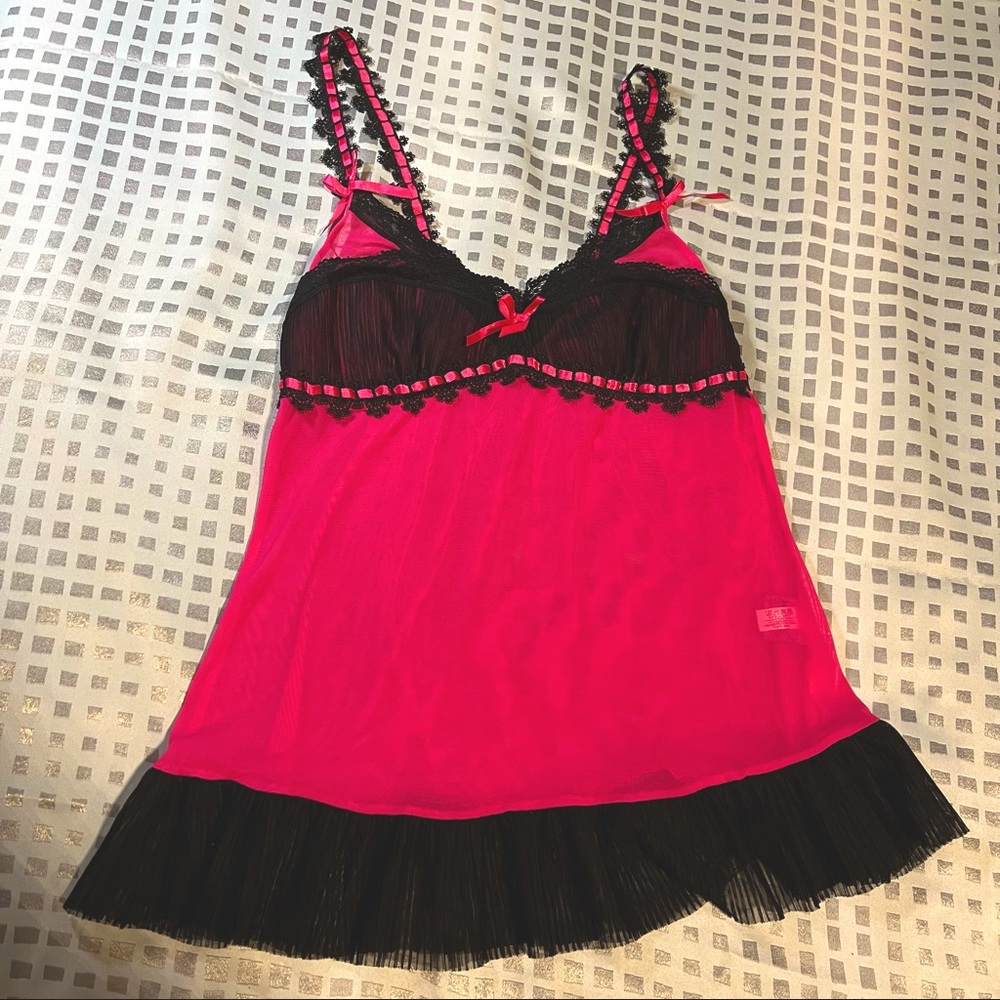 Shirley of Hollywood | Super Sexy Black and Pink Babydoll // S